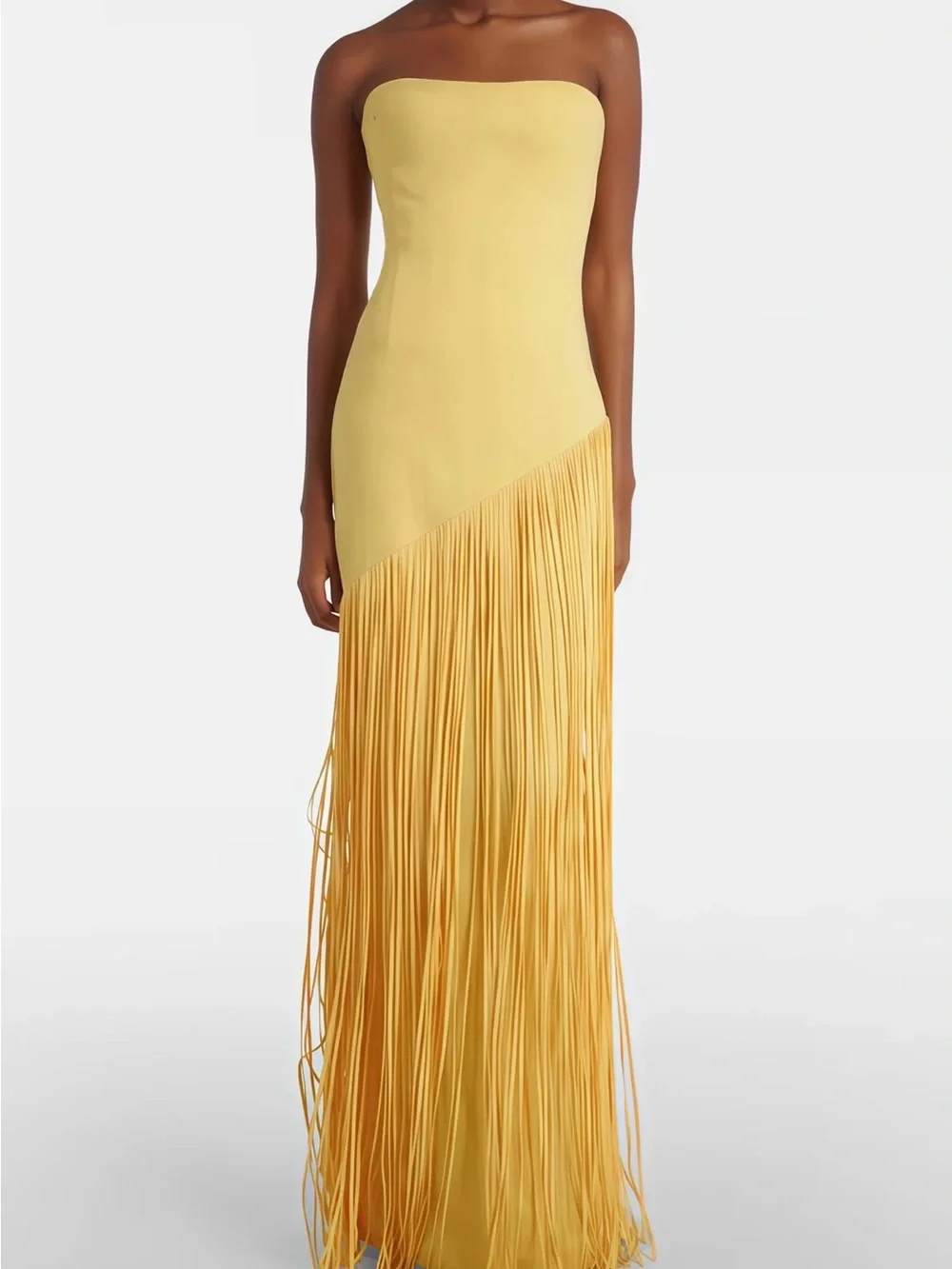 Miss RosierYellow Fringe Cape Gown - Picture 2 of 7